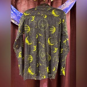 New Girl Order Curve high neck mesh top in moon and star print